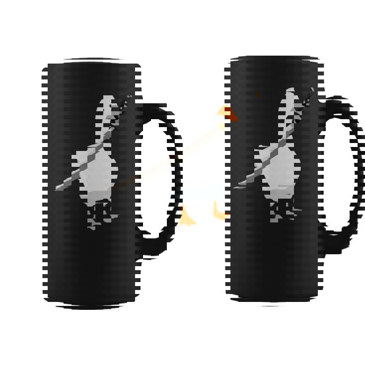 刀を持ったアヒルと剣を持つアヒル 刀包丁 ガチョウ コーヒーマグ