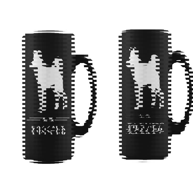 北海道犬 白シルエット コーヒーマグ