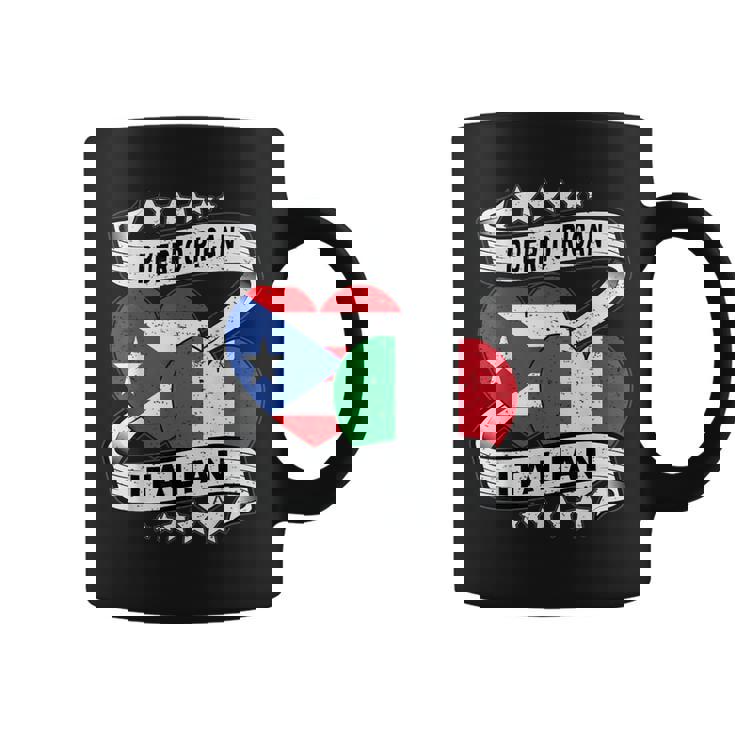 半分イタリア半分プエルトリコの国旗 ハート イタリア プエルトリコ コーヒーマグ