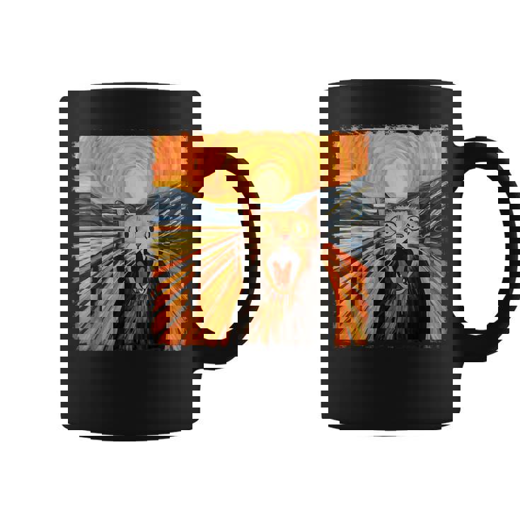 叫ぶ猫、エドヴァルド・ムンク風、面白い猫 コーヒーマグ