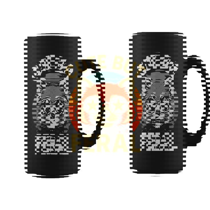 可愛いけどフェラル 面白い レトロ ビンテージ 星 シェード レッサーパンダ コーヒーマグ