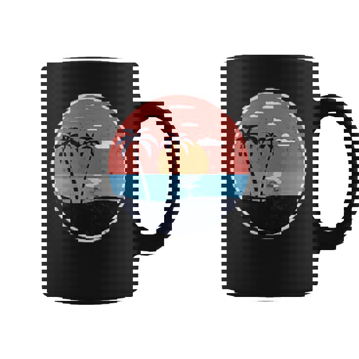 夏のビーチパームグラフィックポケットパッチバッジアイコンミニマリスト。 コーヒーマグ