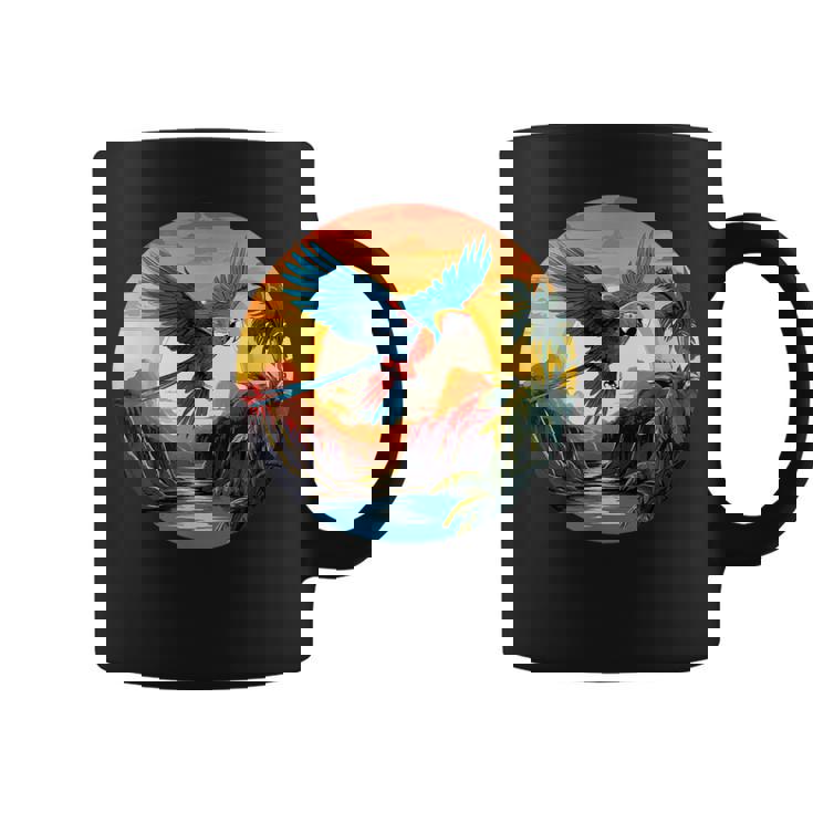 夕日の美しいコンゴウインコ、スカーレットコンゴウインコ コーヒーマグ