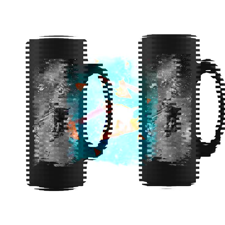 宇宙 レーザー目 猫 ピザに乗る猫 ギャラクシーキャット コーヒーマグ