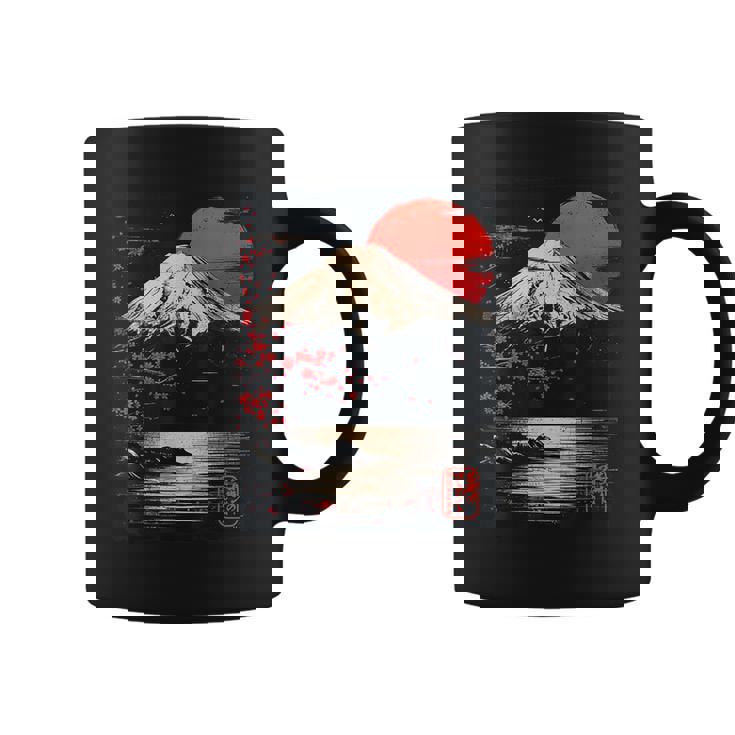 富士山と桜の至福 ヴィンテージ日本美術フュージョンtシャツ コーヒーマグ