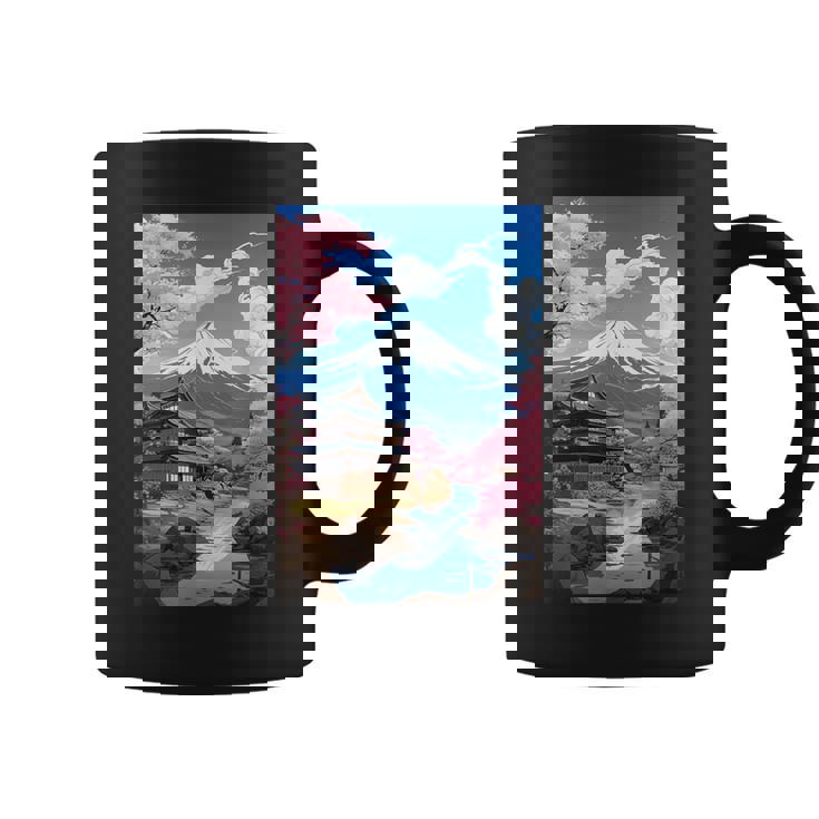 寺と富士山のある日本の風景 コーヒーマグ