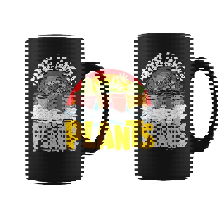 平和 愛&植物 レトロ レインボー 多肉植物 植物庭師 コーヒーマグ