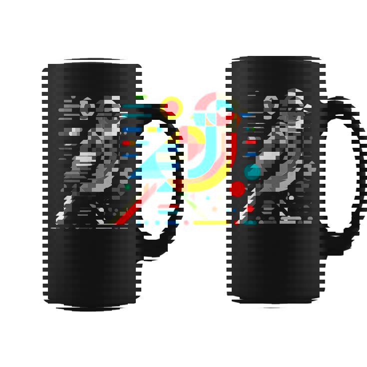 幾何学的 ミニマリズム モダン イラスト スズメ 鳥 アート コーヒーマグ