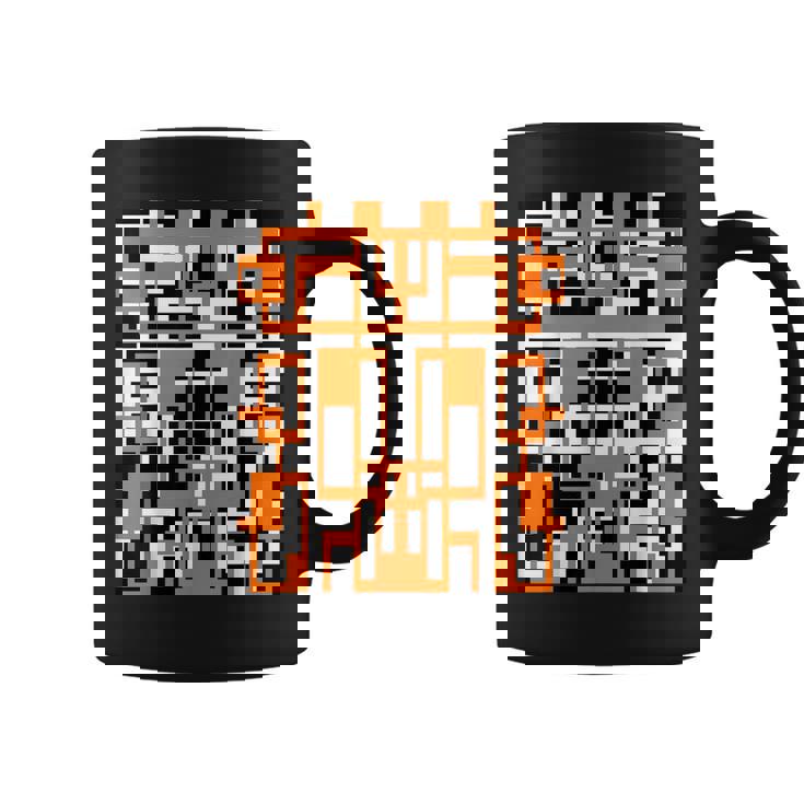 幾何学的図形 パターン オレンジ 白 黒 背景 コーヒーマグ