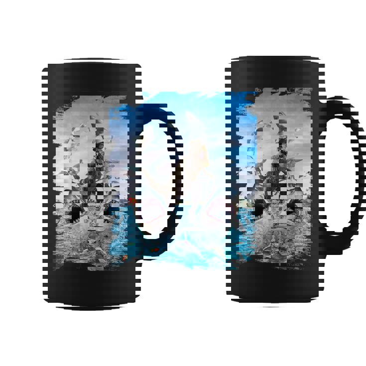 恐竜乗馬サメ ビーチオーシャンサメ サングラス 面白い コーヒーマグ