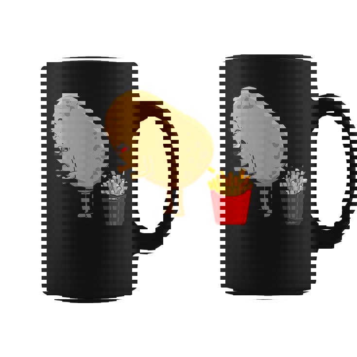 愉快なフライドポテト食べ物デザイン 男女兼用 コーヒーマグ