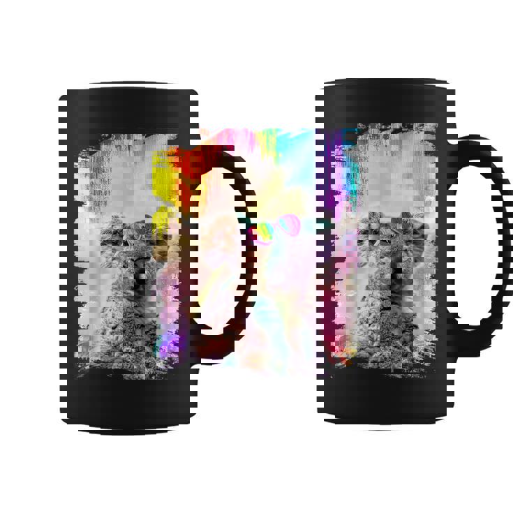 愛のハートのメガネをかけているレインボーコアラ コーヒーマグ