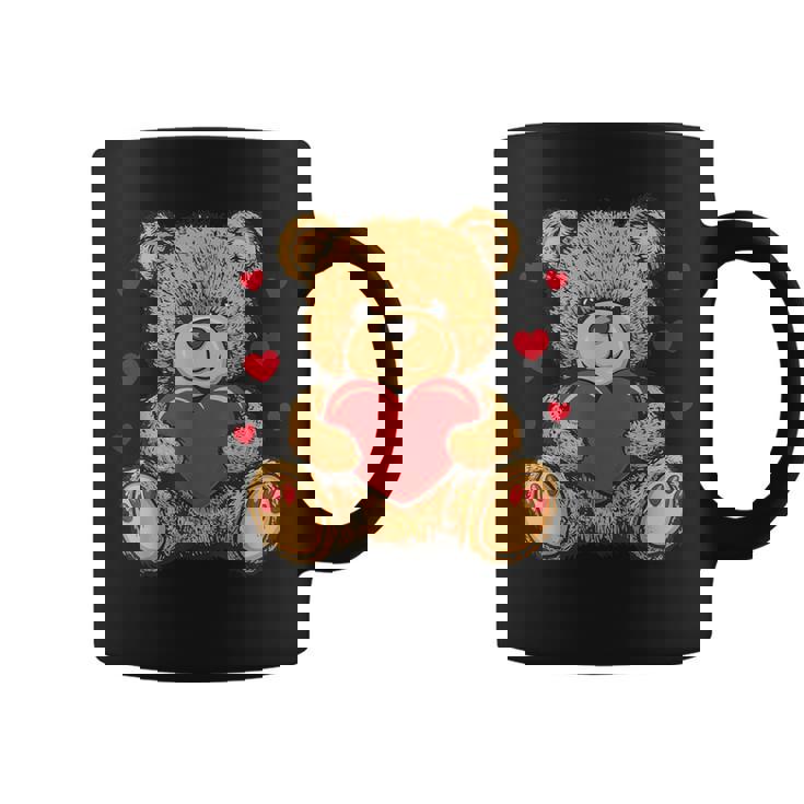 愛らしいハート付きテディベア ラブぬいぐるみ コーヒーマグ