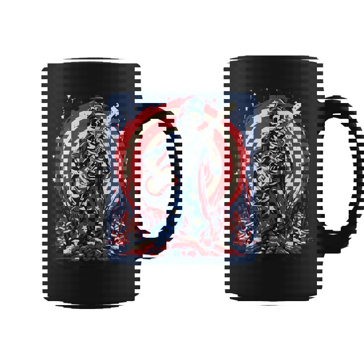 愛国的なスケルトン ロックンロールミュージック アメリカンスタイル コーヒーマグ