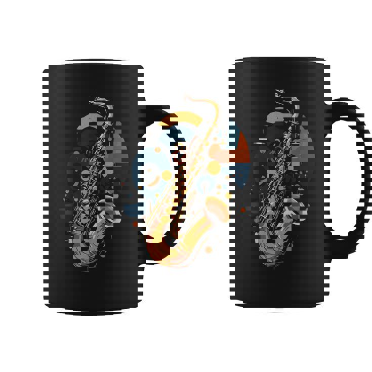 抽象音楽家 ジャズ サックス プレーヤー カラフル コーヒーマグ