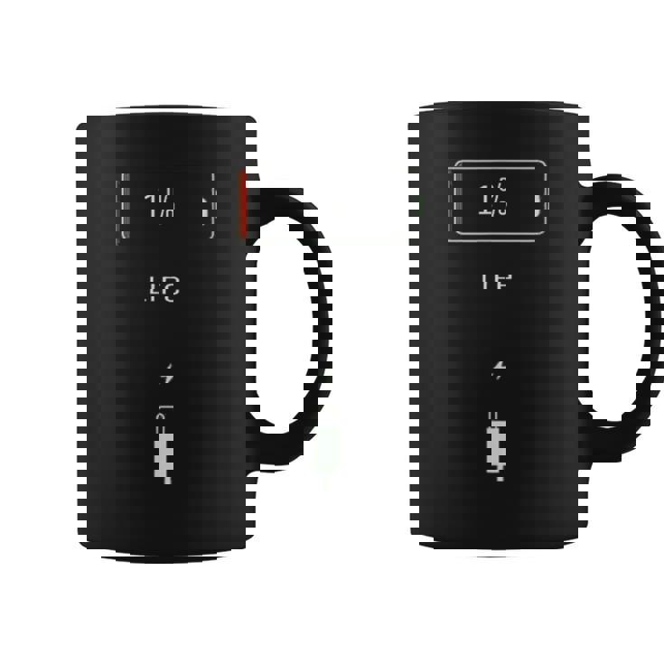 携帯電話のバッテリー1％は、バッテリーの寿命制限なしで空の電話を生きます コーヒーマグ