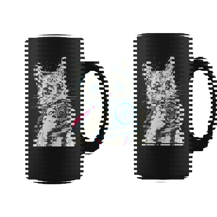旅行や写真を撮るのに最適なカメラ猫。 コーヒーマグ