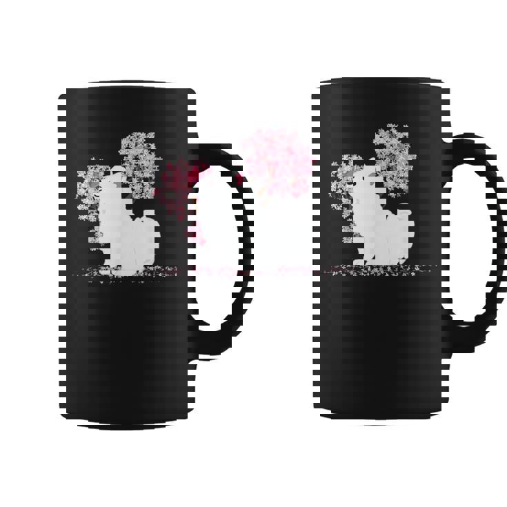 日本のかわいいさくら 桜 ジャパニーズスピッツ犬 コーヒーマグ