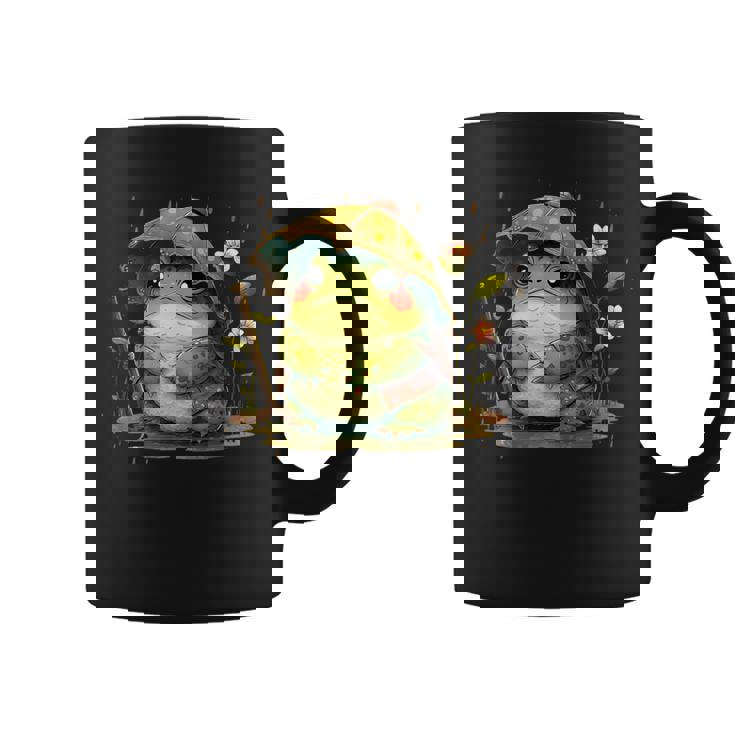 日本のかわいいコテージコアフロッグ 不機嫌な日本のカエル コーヒーマグ