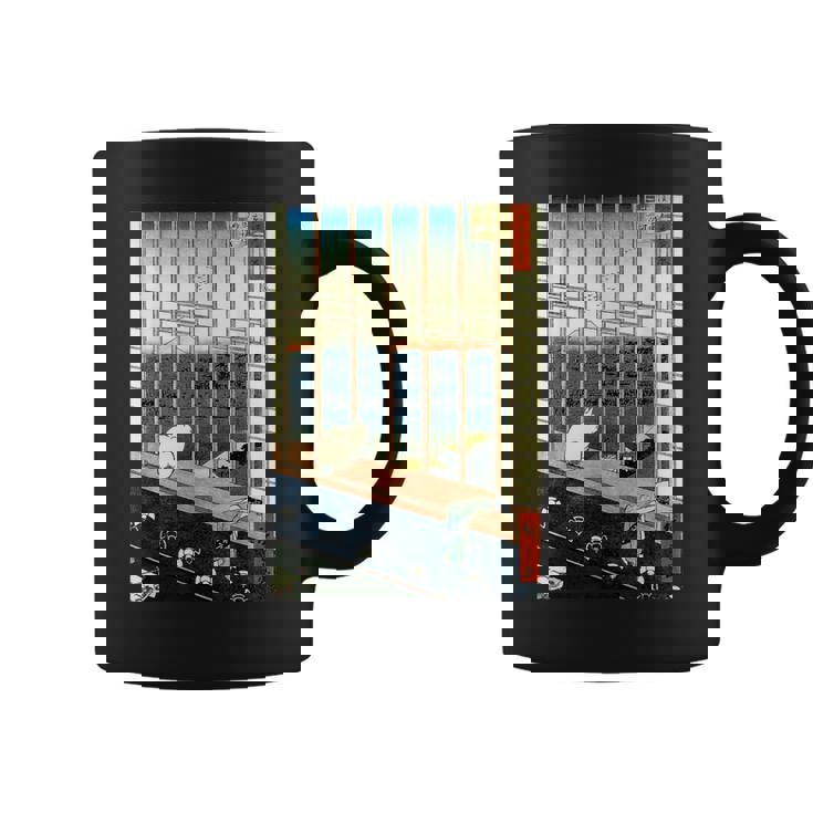 日本のヴィンテージアート 日本美術 浮世絵 日本の 多色刷 木版画 ネコ 猫 富士山 歌川 広重 コーヒーマグ