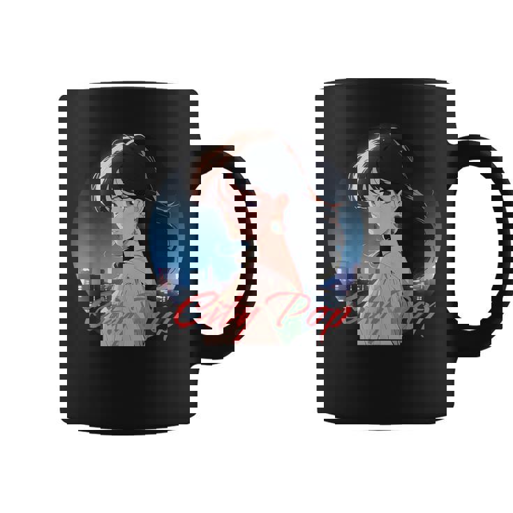 日本アニメ風 シティポップガール コーヒーマグ