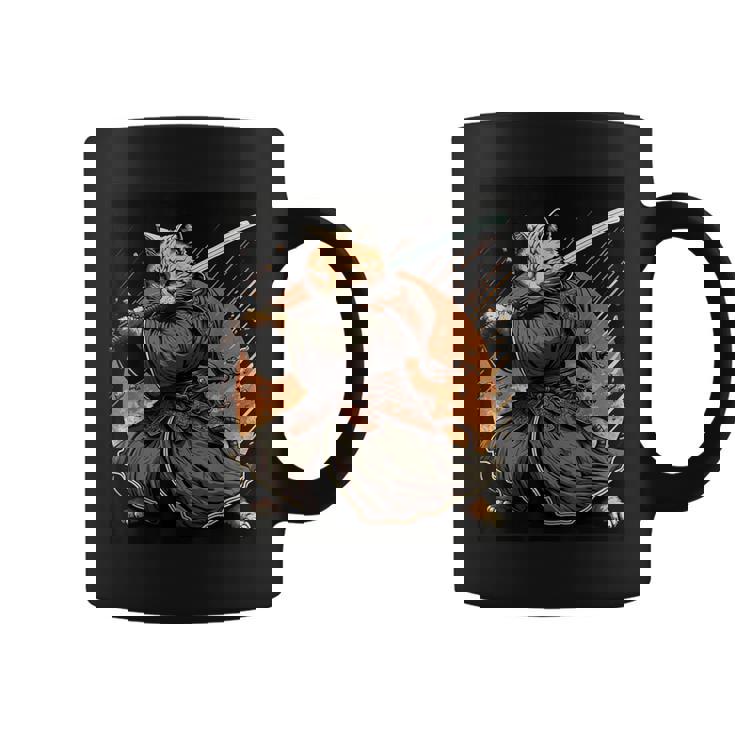 日本アート 猫 忍者 浮世絵 アニメ風 サムライキャット コーヒーマグ