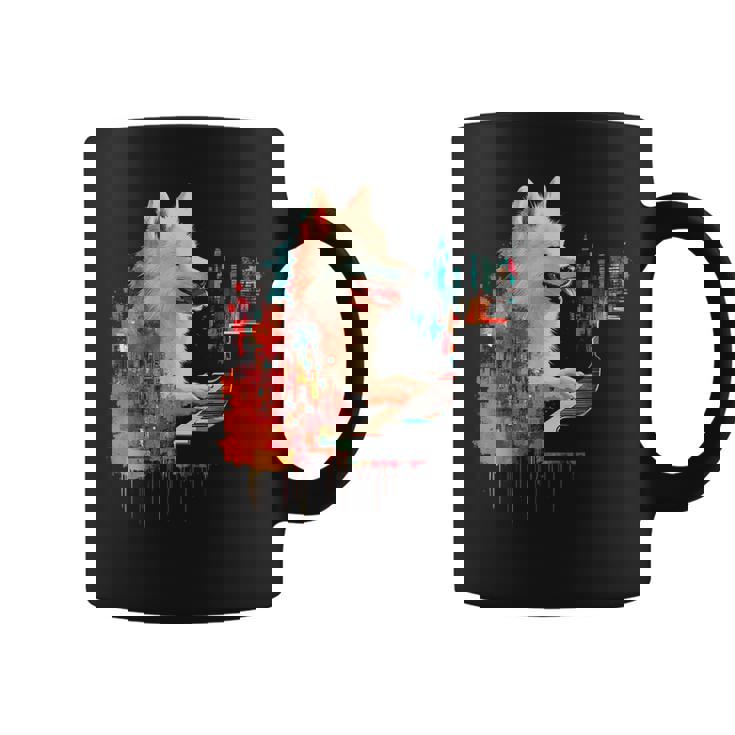 日本スピッツ 犬 モチーフ ペット 幾何学 日本スピッツ コーヒーマグ