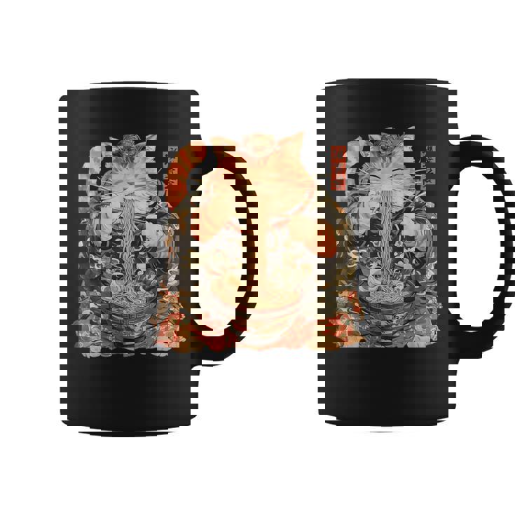 日本美術 ラーメン 猫 忍者 浮世絵 アニメ風 侍猫 コーヒーマグ