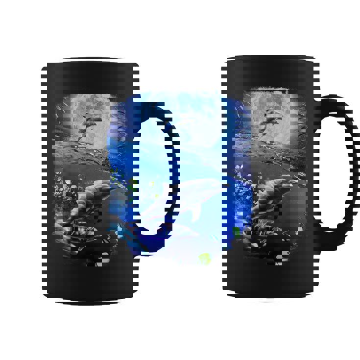 月 イルカ 宇宙 イルカ コーヒーマグ