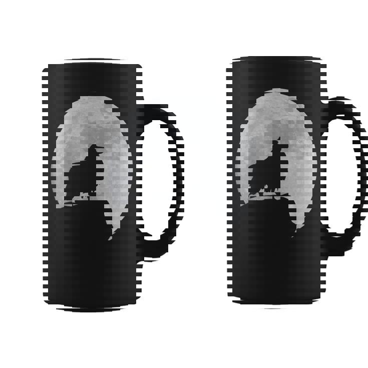 月と犬のシルエット シェルティーシェットランドシープドッグ コーヒーマグ