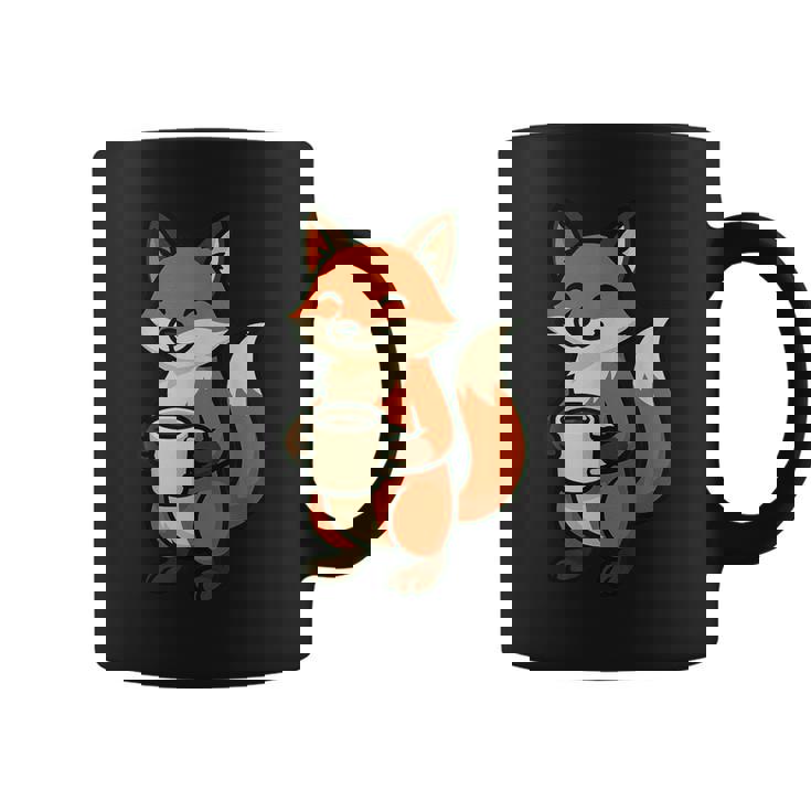 朝のコーヒーを楽しむ居心地の良いキツネ。 コーヒーマグ