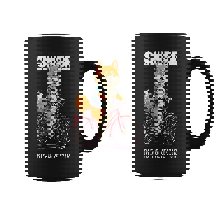 柴犬 いぬ イラスト 柴犬好き 犬好き 自転車 かわいい おもしろ レトロ Ride For Life's Joy コーヒーマグ