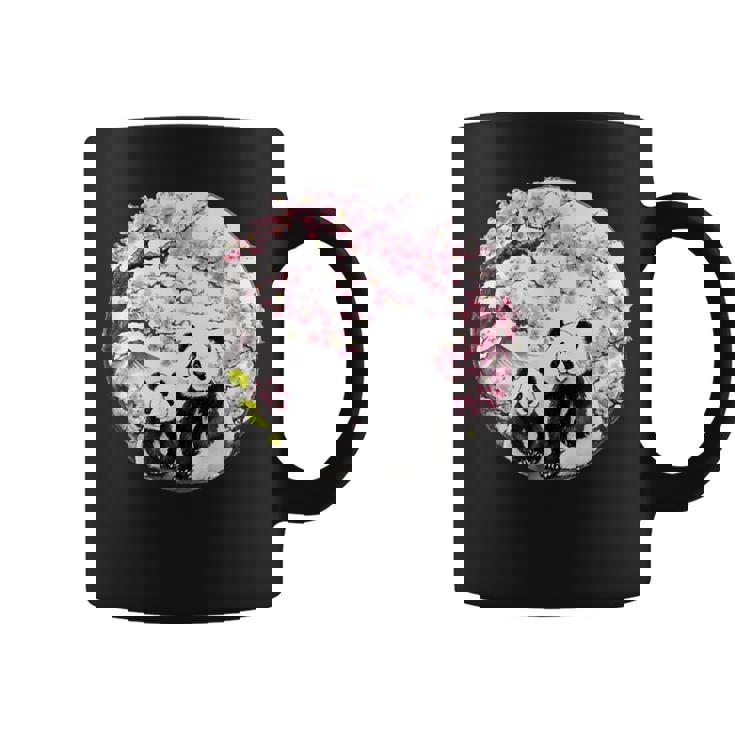 桜 パンダ お花見 親子 春 水墨画 和風 動物 コーヒーマグ