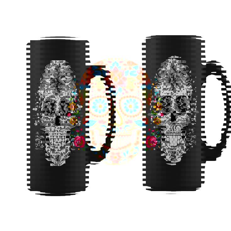 死者の日 シュガースカル 花柄 メキシコの日 カラベラデー コーヒーマグ