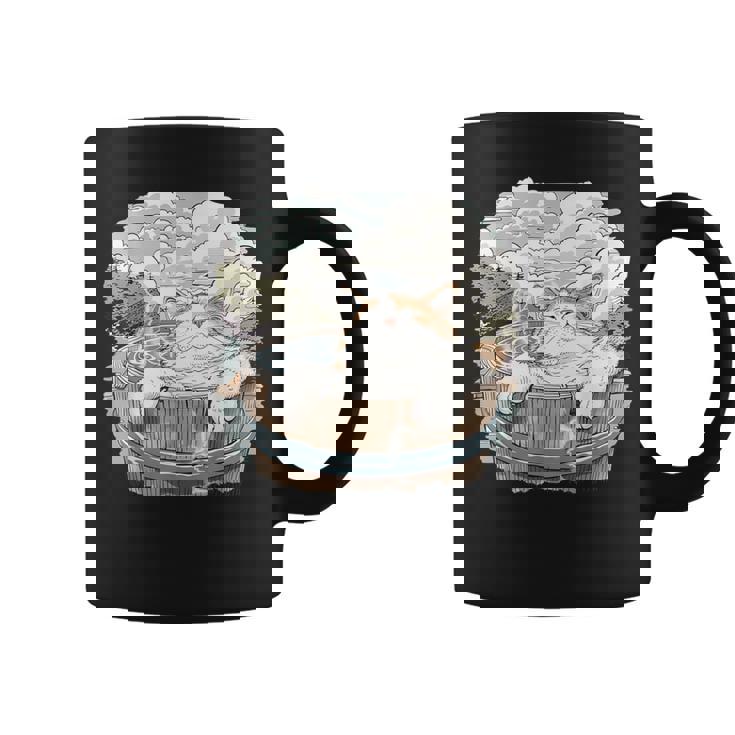 温泉 風呂 子猫 ペット好き 日本画 かわいい 猫 コーヒーマグ