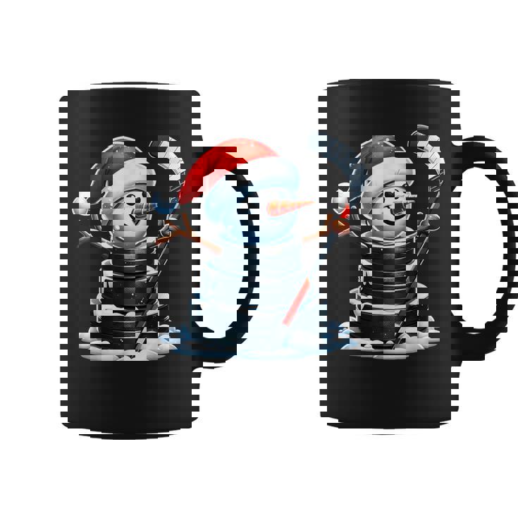 漫画 アイスホッケーパック 雪だるま サンタ帽子付き クリスマス コーヒーマグ