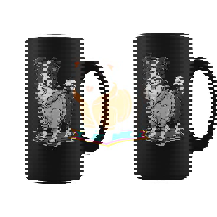 漫画の外観のかわいいボーダーコリー コーヒーマグ