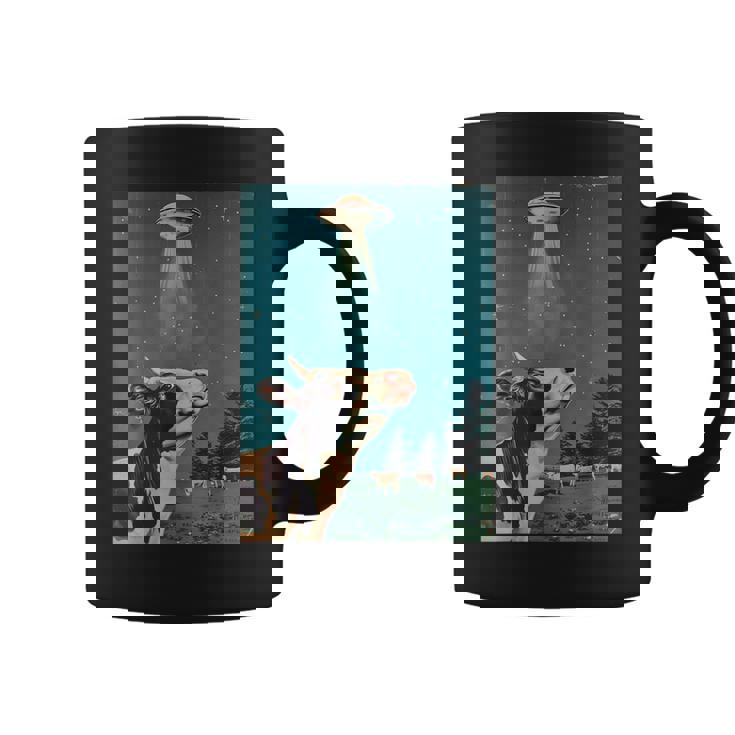 牛とufo ヴィンテージ 面白い アート レトロ グラフィック コーヒーマグ