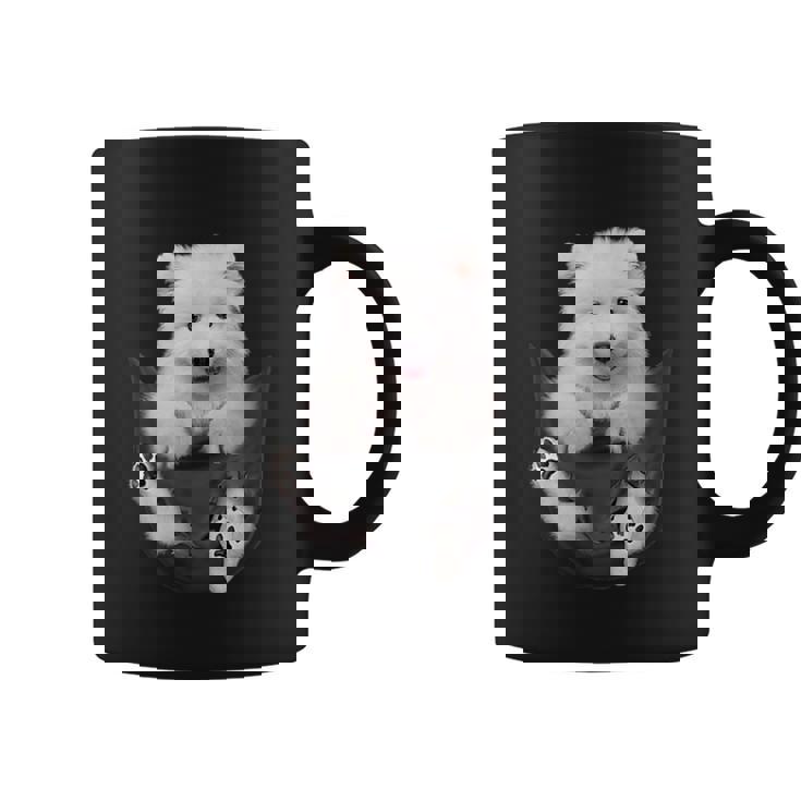犬好きの方へのギフト サモエド ポケットに入った面白い犬の顔 コーヒーマグ