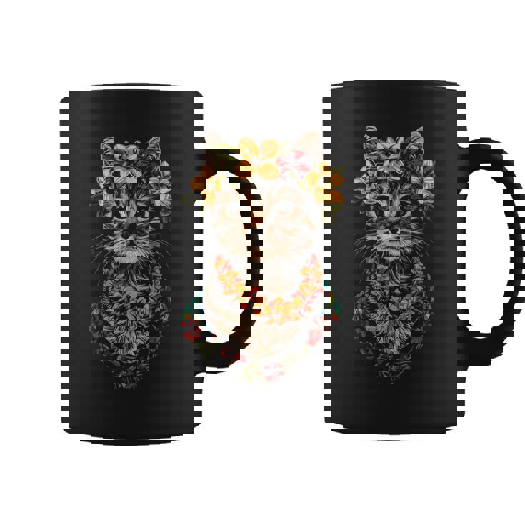 猫 ハワイアン 花 フラ ハイビスカス 面白い かわいい ハワイ コーヒーマグ