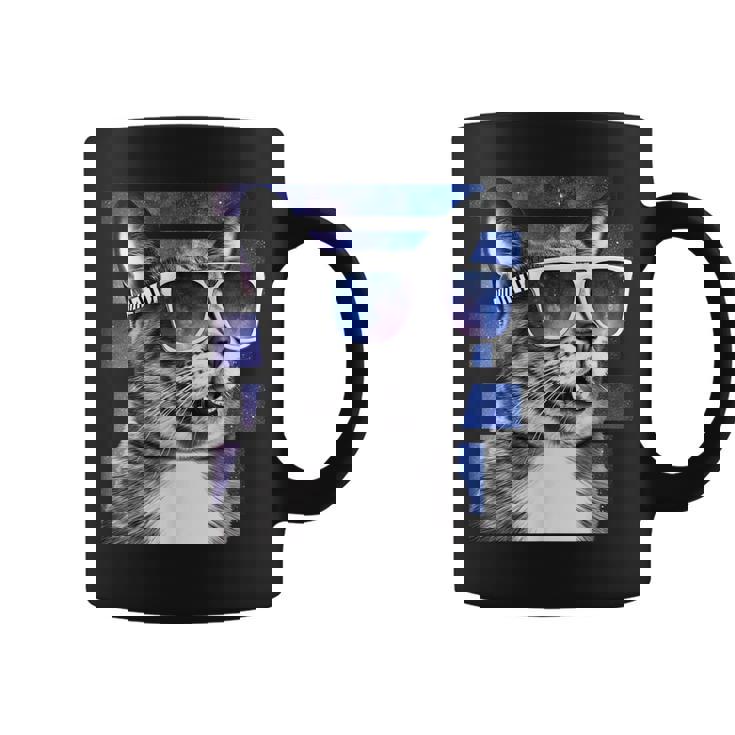 猫 宇宙 メガネ ギャラクシー サングラス おもしろい 猫 ミーム コーヒーマグ