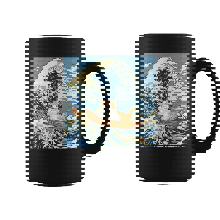 猫 葛飾北斎 神奈川沖浪裏 ネタ 冗談 ギャグ かわいい コーヒーマグ