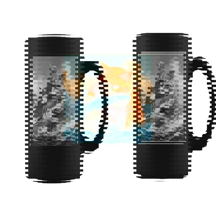 猫のサメ、面白い猫がサメを噛むサメ、サメと猫 コーヒーマグ