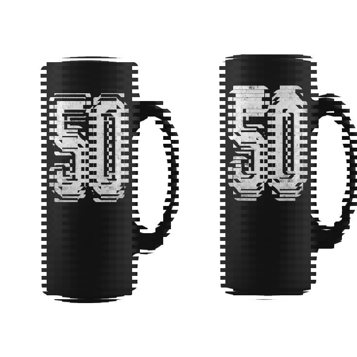 番号 50 ホワイト スポーツ ディストレスト番号 コーヒーマグ