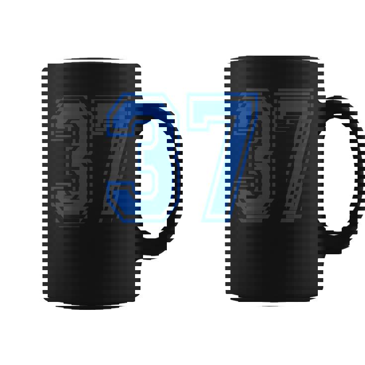 番号37インチ ブルー コーヒーマグ