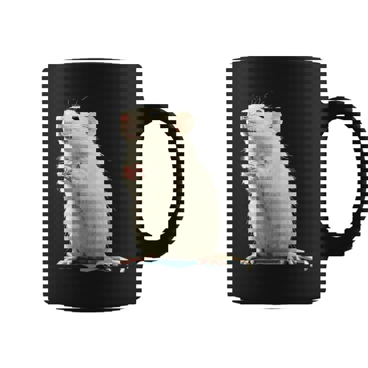 白いネズミが好きな人のための面白い見た目の白いネズミ コーヒーマグ