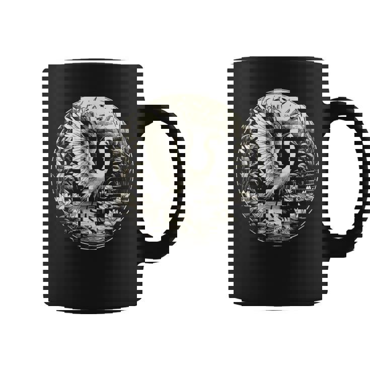 白鷺シーンのグラフィック アート デザイン コーヒーマグ