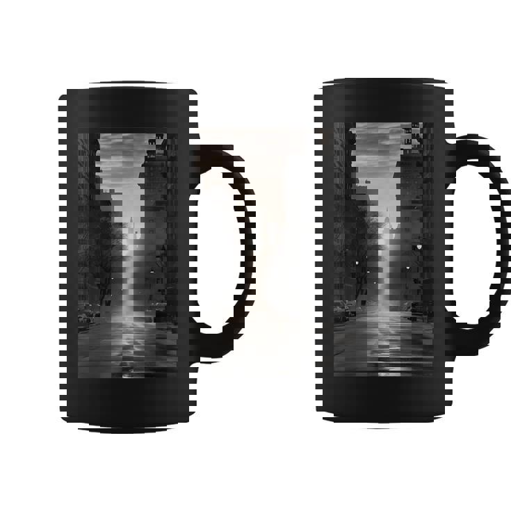 白黒写真 街の街の夕焼け写真 コーヒーマグ