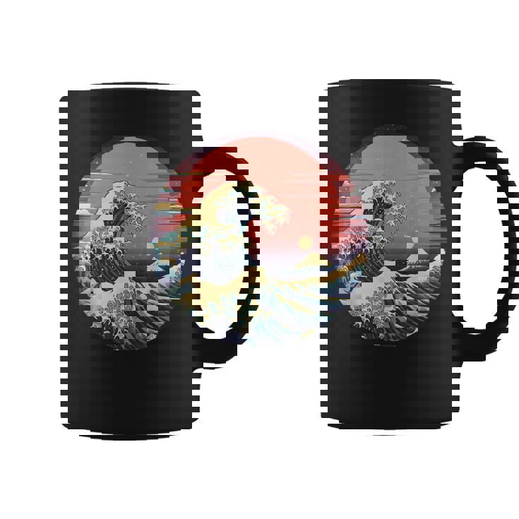 神奈川沖浪裏 葛飾北斎の 冨嶽三十六景 神奈川沖浪裏 富士山 レトロ ヴェイパーウェイヴ コーヒーマグ