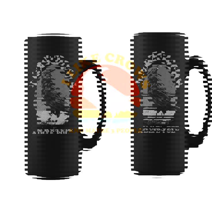 私はカラスと多分 3 人が好きです レトロ ビンテージ ブラック カラス コーヒーマグ